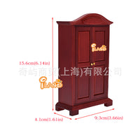 6-Piece 1:12 Scale Wooden Dollhouse Miniature Bedroom Furniture Set in Mahogany Color
