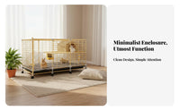 Easy-Clean Tray Indoor Rabbit Enclosure Accessible Able Roof 2-Tier Bunny Hutch Movable Wheels 2-Story Rabbit Hutch DIY Assembly for Families with Pets, Home, Living Room