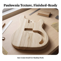 Pre-Drilled Holes PB Bass Body Blank Routed Cavities Unfinished Bass Body Blank Natural Wood Grain Instrument Part for Luthiers, Home Workshop
