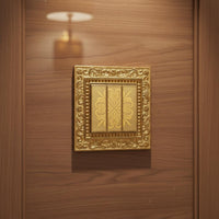 Brass Socket with USB Decorative Carved Frame Universal Power Outlet