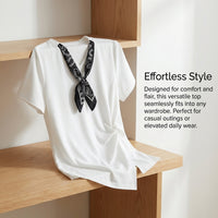 Womens Shirts with V-Neckline and Short Sleeves, Ribbed Ladies T with Concealing Design