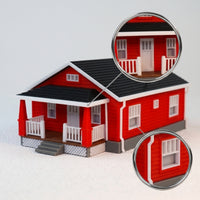 House Model with Porch Unlit Miniature Dollhouse Model Collectible Dollhouse for Collectors, Dioramas, Tabletop Displays, Photography