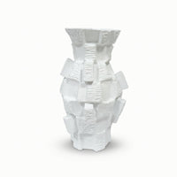 Geometric Vase Textured Resin Vase Handmade Vessel for Living Room, Tabletop, Entryway