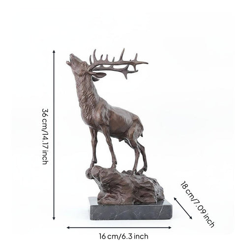 Bronze Deer Sculpture Polished Finish Bronze Deer Figurine Hand-Finished Home Decor for Gift
