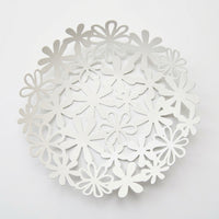 Metal Fruit Bowl with Flower Hollow Design for Kitchen Counter, Iron Basket for Minimalist Home Decor