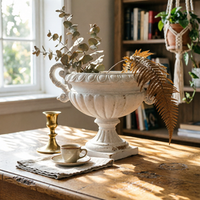 Urn Planter with Pedestal Antique-Style Urn Planter with Handles Distressed Pedestal Vase for Garden