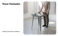 5 Pieces Industrial Dining Set Scratch Resistant Sintered Mineral Table and Chair Set Sturdy Construction Square Table Pre-assembled Style Suitable for Interior Designers Bar Commercial Spaces Modern Cafes Taverns