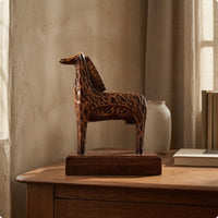 Abstract Horse Sculpture Gift Idea Carved Texture Horse Decor Success Symbol for Study
