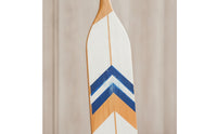 Decorative Wooden Paddle with Chevron Accents Nautical Paddle Wall Decor Coastal Wooden Oar with Geometric Design Beach for Cabin, Entryway