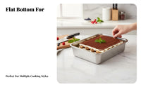 Tiramisu Form Pan Versatile Stainless Steel Food Pan Extra Thick Rectangular Stainless Steel Tray for Culinary Professionals, Caterers, Bakery