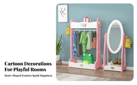 2 Pieces childs' Valet Stand Featuring Mirror Cartoon Design Young Child Playtime Costume Station Promotes Organization Easy