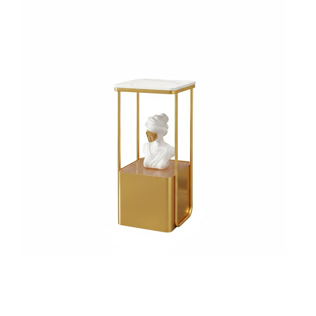 2-Tier Accent Table Sintered Stone Top Plant Stand Multi-Functional for Entryway