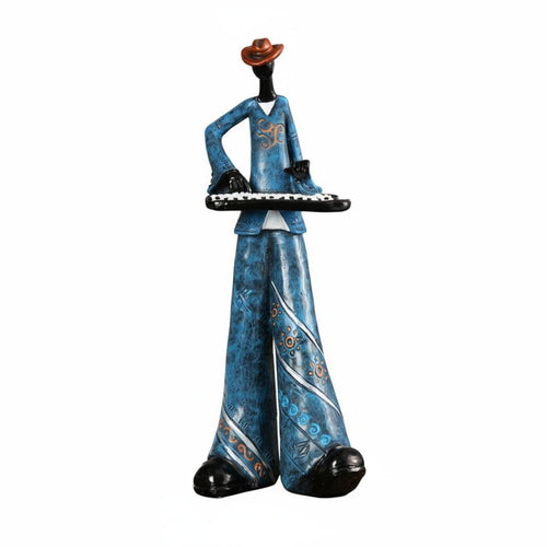 Retro Design Music Band Figure Artistic Design Jazz Band Performer Statue Handcrafted Look Musician Figurine for Office, Entryway