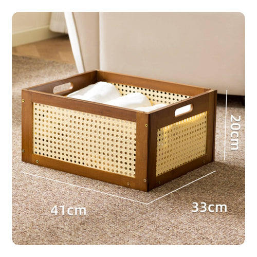 Boho Rattan Laundry Hamper Decorative Rattan Clothes Basket Breathable