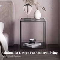 Acrylic Cube End Table Modern Design Nightstand With Storage Shelf for Students