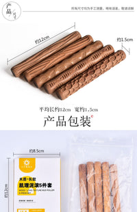 Water Drop Star Pottery Wooden Texture Clay Roller Embossing Stick for Pottery