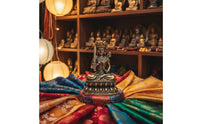 Brass Ākāśagarbha Bodhisattva Statue Collectible Akasagarbha Bodhisattva Figurine Seated Religious Sculpture Handmade for Altar