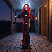 Indoor Clown Ghost Prop Covered Outdoor Halloween Clown Decoration Scary Standing Ghost with Poseable Arms Terrifying for Entryway