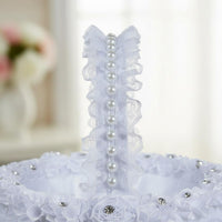 Lace Flower Girl Basket Handmade Ceremonial Decor Decorative for Ceremony