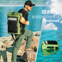 亚马逊货源户外防水桶包 徙步露营溯溪35L防水双肩背包路亚防水包