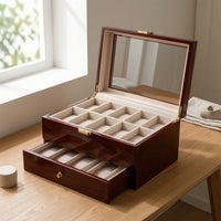 Watch Box with Drawer Glossy Watch Display Case Padded Organizer for Collectors, Dresser, Nightstand, Closet