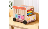 Multifunction Push Toy Early Learning Wooden Activity Car Educational Wooden Shape Sorter Toy for Young Children, Preschoolers, Home Play