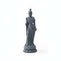 Zen Garden Ornament Draped Robes Stone-Gray-Gray Buddha Statue Textured Base