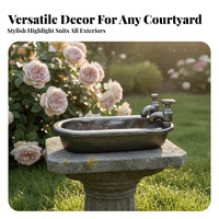 Outdoor Decor Bathtub-Shaped Bird Bath Dark Brown Two-Way Use