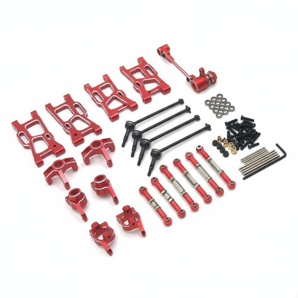 RC Steering Cup and Hub Carrier Kit Aluminum Shock Absorption Arm Kit Lightweight Metal Upgrade Parts Set for Bashing
