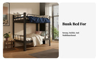 Dormitory Bed Stable Structure Metal Bunk Bed Frame No Box Spring Needed for Students, Adults, Dorm Room, Hostel, Apartment