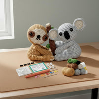 All Materials Included Sloth and Koala Crochet Kit Gift Ready Stuffed Creature DIY Craft Kit for Beginners, Crafters