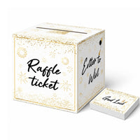 Gold Confetti Ticket Box Firework Print Raffle Ticket Box