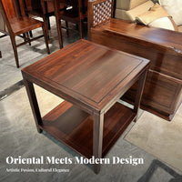 Square Corner Table with Drawer New Chinese Design Home Furniture Sintered Stone Top Dual-Level Shelf for Renters, Adults