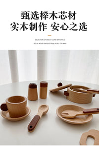 木制儿童原木水果蔬菜餐具厨具过家家切切乐亲子仿真角色扮演玩具