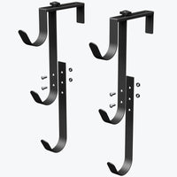 2 Pieces Easy to Install Fence Hanger with Adjustable Clamp Multi-Purpose Triple Hook Hanger Space-Saving Tool Holder Heavy Duty for Gardeners, Outdoor Patio, Backyard Garden