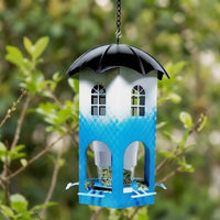 Hummingbird Feeder Hanging Feeder with 4 Ports, Metal Multi-Tiered Roof Bird Feeding Station, Garden Decor Feeder Feeding for Patio and Balcony