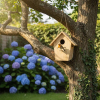 Wood Birdhouse Untreated Wooden Bird Nesting Box Decorative for Home Decor