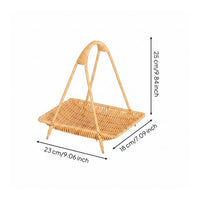 Rectangular Wicker Basket Tray Portable Home Container Multipurpose