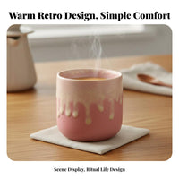 Japanese Design Tea Cup Flow Glaze Ceramic Cup for Vintage Enthusiasts, Home Decorators, Breakfast, Daily Use, Kitchen