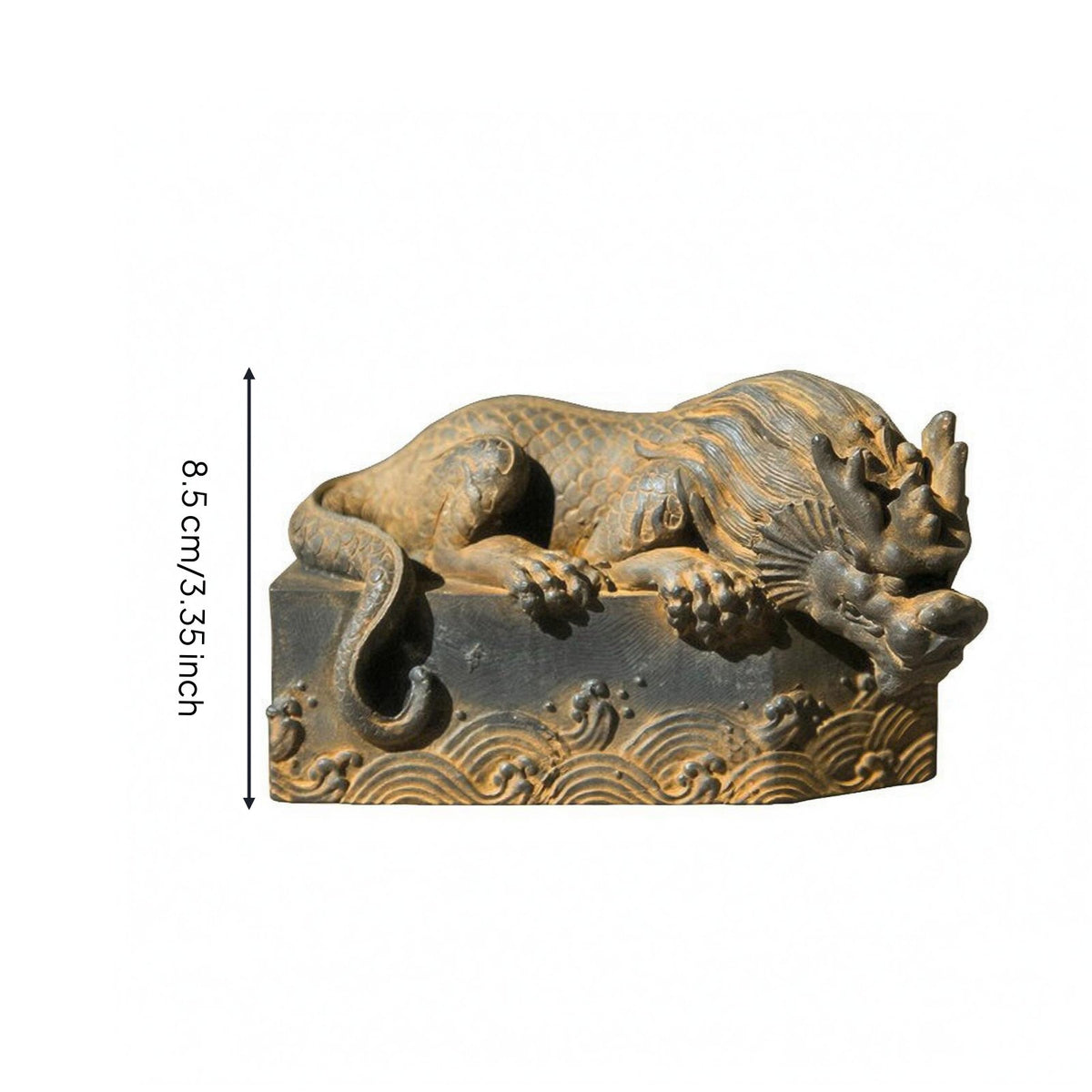 Tabletop Decorative Figurine Textured Surface Dragon Statue Raised Relief Home Decor for Tea Table