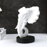 Elephant Head Statue Polyresin Resin Elephant Head Ornament Detailed Texture Animal Sculpture for Desktop, Office
