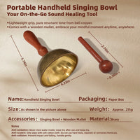 Brass Handheld Singing Bowl Set for Meditation and Yoga