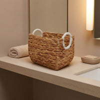 Straw Storage Basket Eco-Friendly Woven Storage Basket with Handles Artisanal