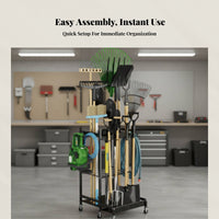 Garden Iron Tool Rack, Multi-Purpose Organizer, Hanging Hangers, Mobile Casters