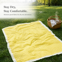 Yellow Plaid Picnic Mat Outdoor Camping Ground Mat Moisture-proof Thickened Fabric Pad