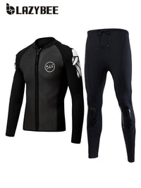 LAZYBEE2MM男分体长袖潜水服加厚浮潜渔猎冲浪游泳常备保暖湿衣