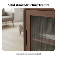 TV Stand and Coffee Table Set New Chinese Design Solid Wood Media Console Recessed Handles Walnut Color Living Room Set for Homeowners, Bedroom