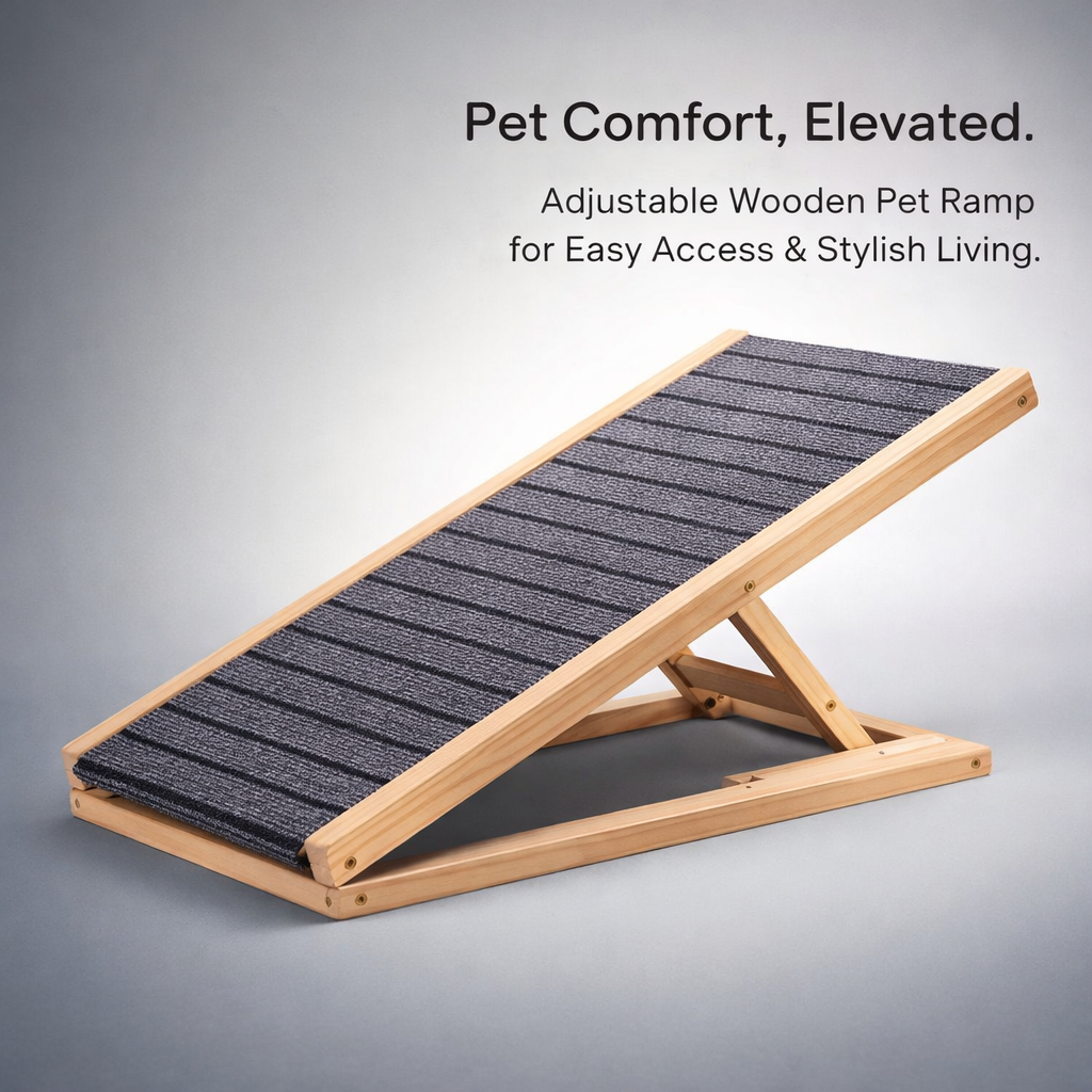Dog Ramp for Sofa and Bed with Adjustable Height for Small Pets, Wooden Steps for Living Room and Bedside, Foldable Stairs with Sturdy Support