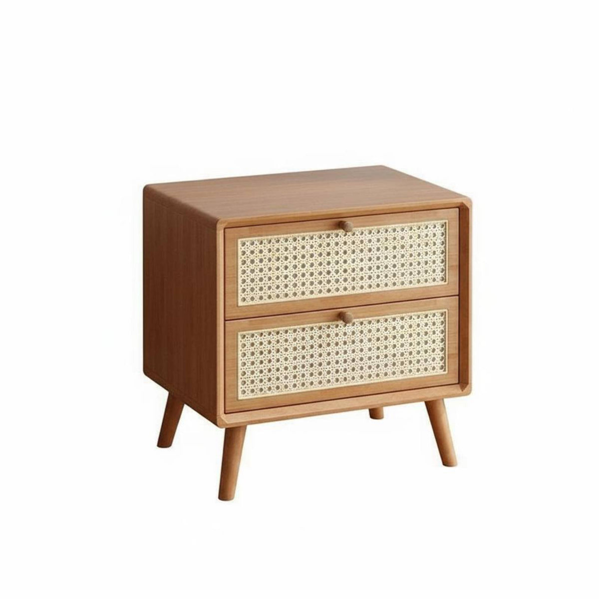 Rattan Drawer Nightstand Nordic aesthetic Rattan-Front End Table for Renters, Adults