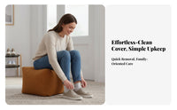Round Corduroy Pouf Soft Texture Footstool cleanable Cover for Homeowners, Adults